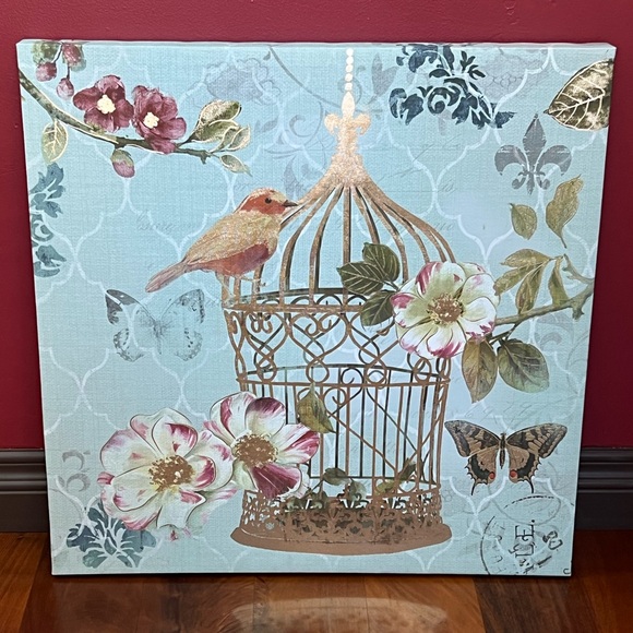 Floral Birdcage Canvas Wall Art Set - Picture 3 of 7